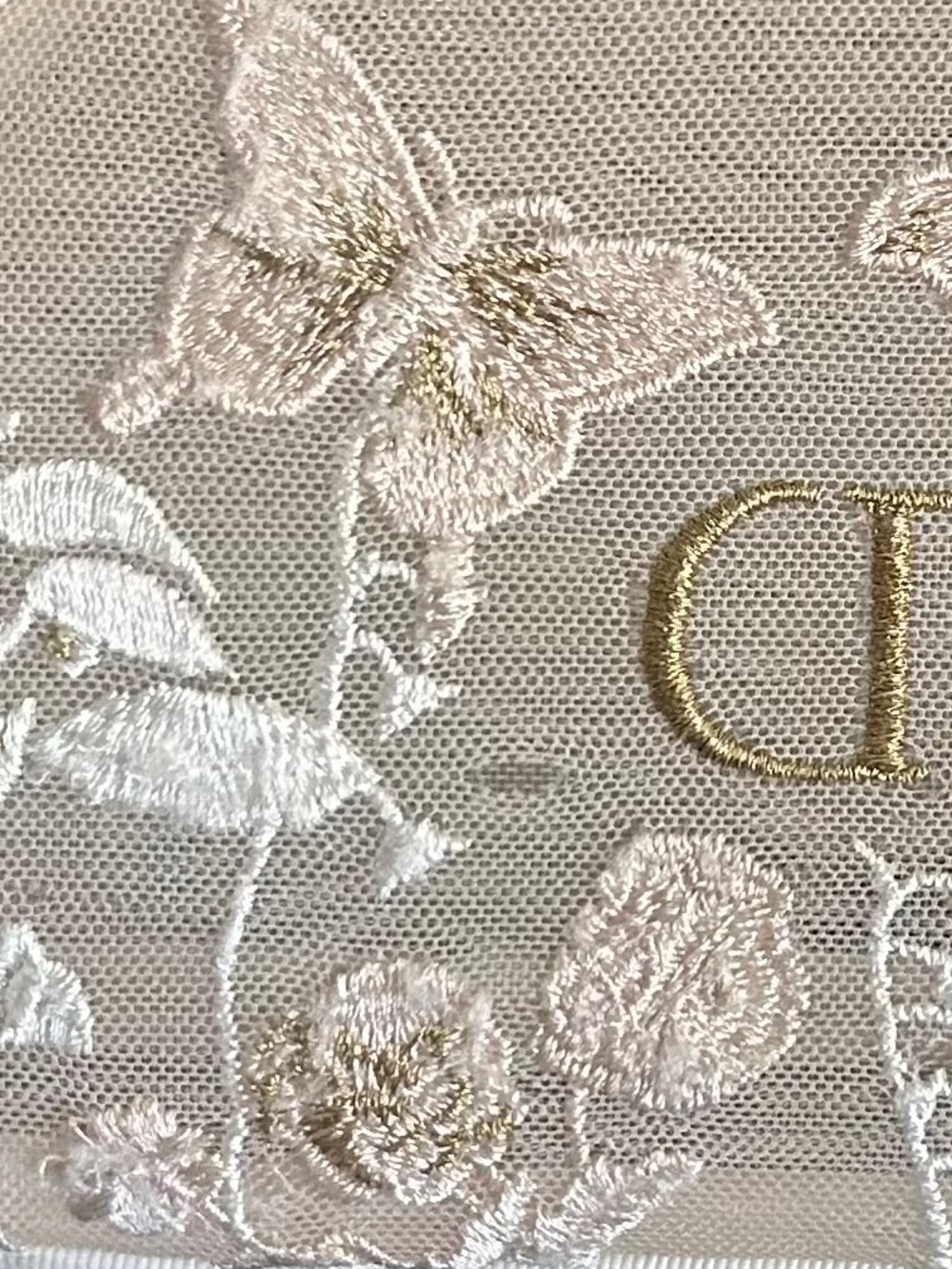 DIOR Embroidered Butterfly Floral Makeup Pouch - Cream - Picture 5 of 9
